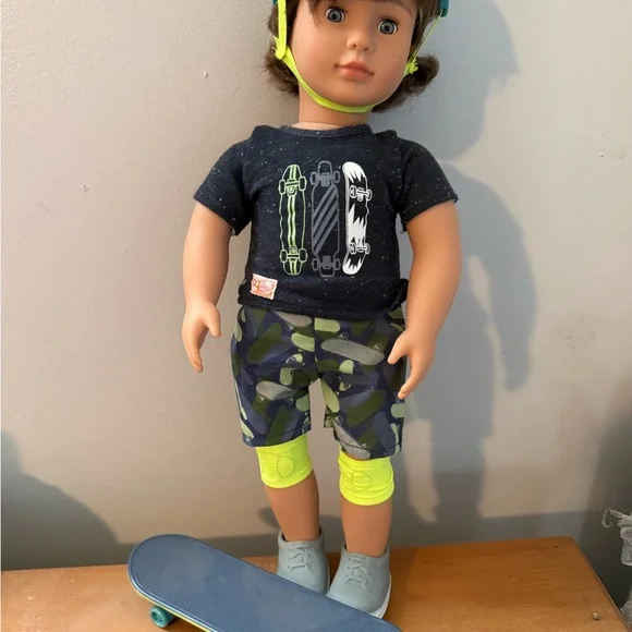 Skateboard Doll with Neon Accents - Picture 1 of 5